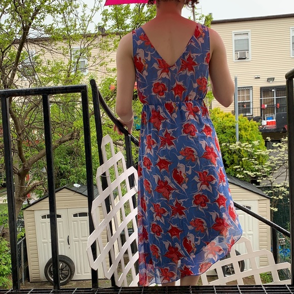 Spring Dress/ Flowers/ Asymmetrical with Ruffles - Picture 4 of 12